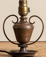 Petite Aged Brass Table Lamp w/ Handles, 1920's - Lone Fox
