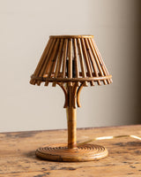 Petite Bamboo Reed Table Lamp, Manner of Louis Sognot, France, 1950's - Lone Fox