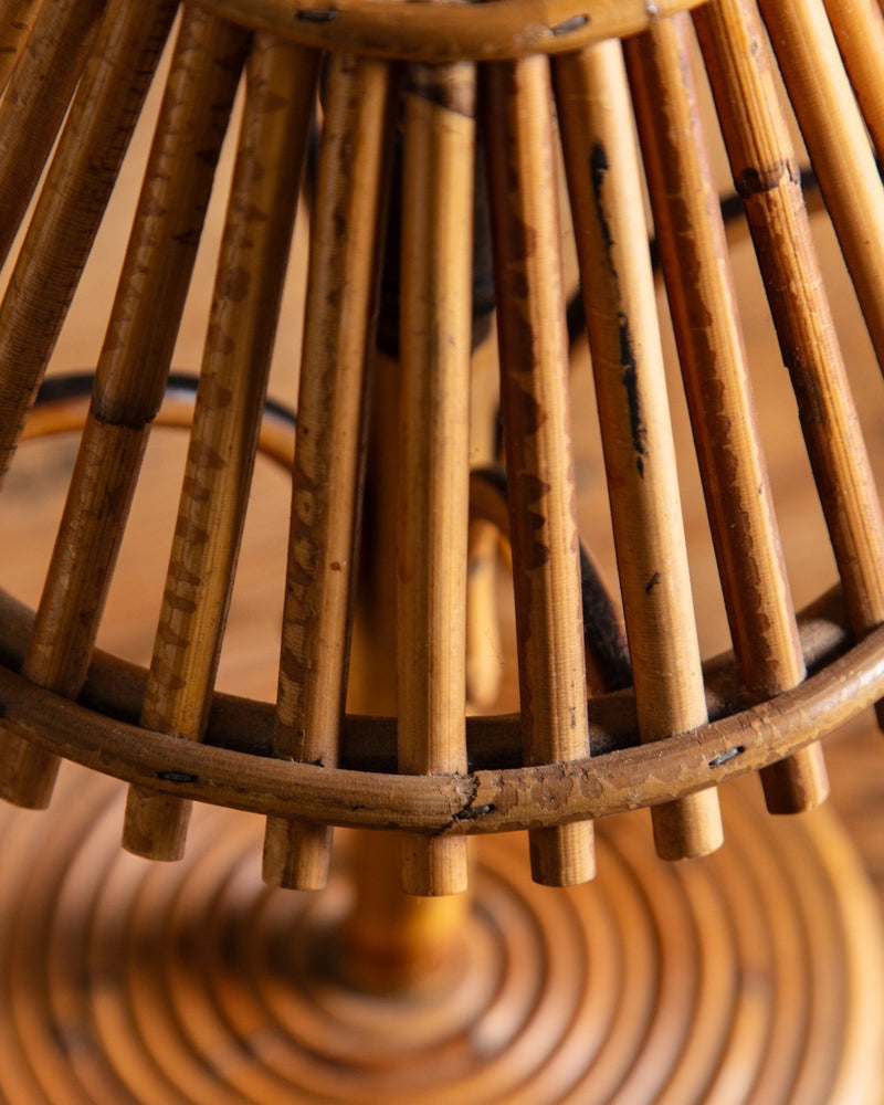 Petite Bamboo Reed Table Lamp, Manner of Louis Sognot, France, 1950's - Lone Fox