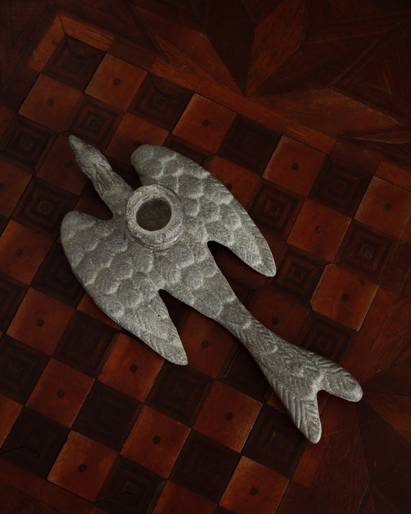 Pewter Finish Bird Shaped Taper Holder - Lone Fox