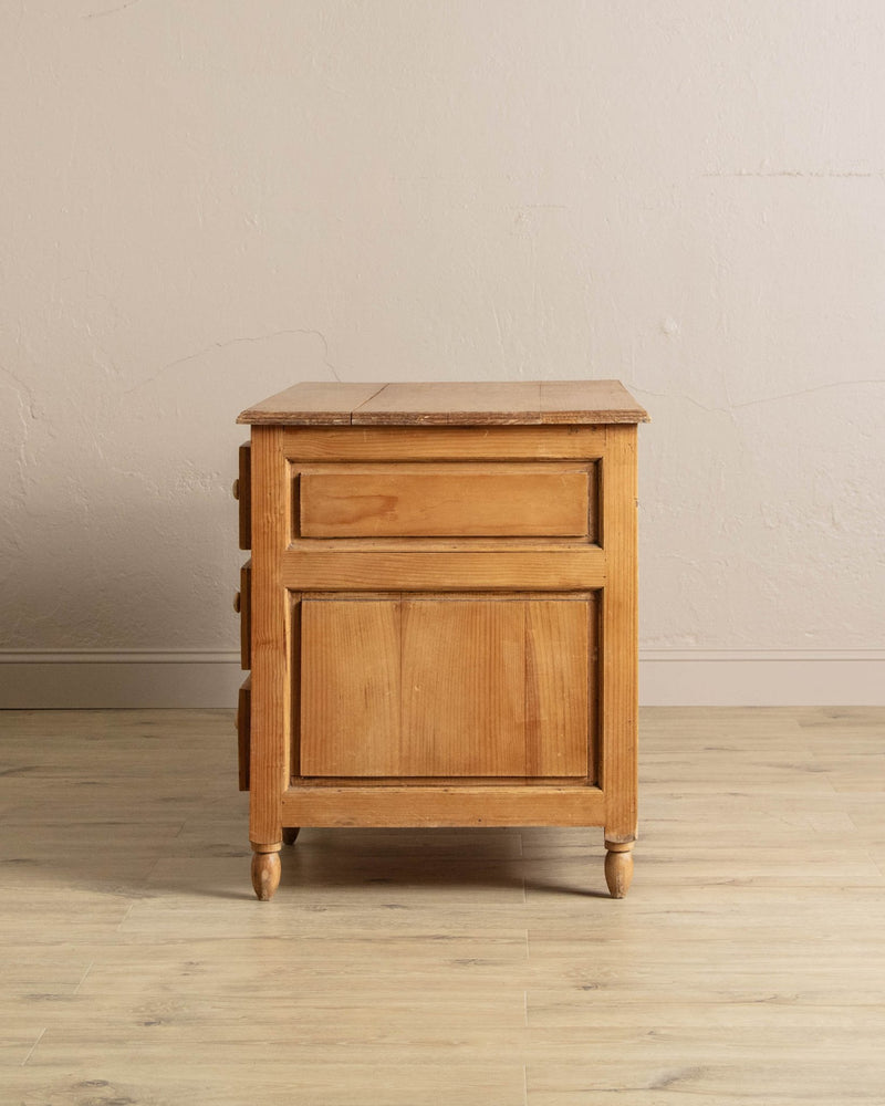 Pine Executive Desk w/ Paneled Details - Lone Fox