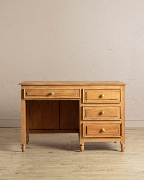 Pine Executive Desk w/ Paneled Details - Lone Fox