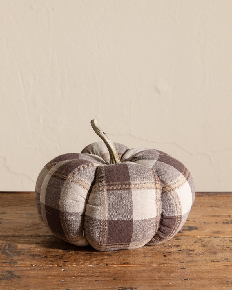 Plaid Fabric Pumpkin w/ Stem - Lone Fox