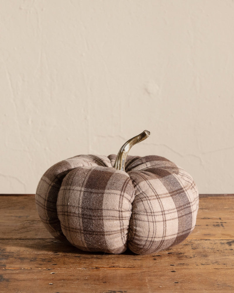 Plaid Fabric Pumpkin w/ Stem - Lone Fox