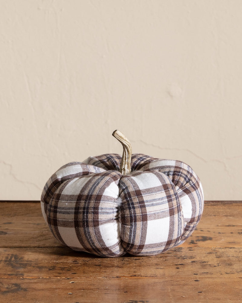 Plaid Fabric Pumpkin w/ Stem - Lone Fox