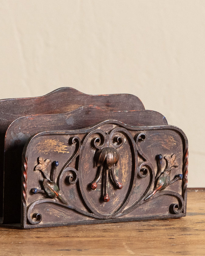 Polychrome Painted Iron Letter Holder, 1960's - Lone Fox