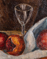 Pomegranate and Wine Glass Still Life, American, 1950s - Lone Fox