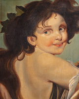 Portrait of Young Girl in Fur Oil Painting, Italy, Late 19th Century - Lone Fox
