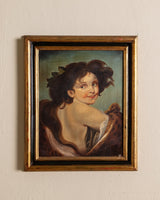 Portrait of Young Girl in Fur Oil Painting, Italy, Late 19th Century - Lone Fox