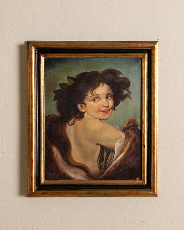 Portrait of Young Girl in Fur Oil Painting, Italy, Late 19th Century - Lone Fox