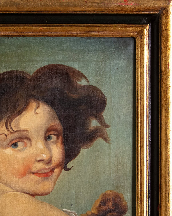 Portrait of Young Girl in Fur Oil Painting, Italy, Late 19th Century - Lone Fox