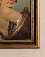 Portrait of Young Girl in Fur Oil Painting, Italy, Late 19th Century - Lone Fox