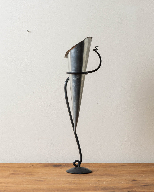 Post Modern Pewter Cone on Iron Stand - Lone Fox