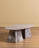 Postmodern Oval Marble Coffee Table, Italian, 1980's - Lone Fox
