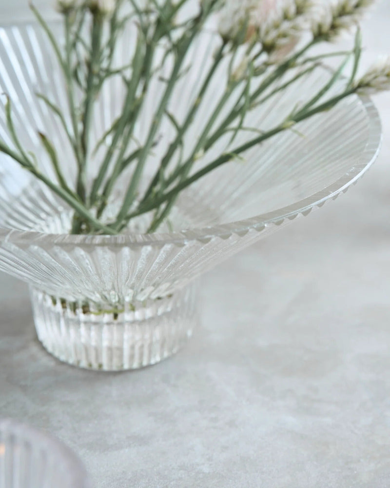 Pressed Clear Glass Low Bowl - Lone Fox