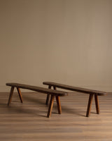 Primitive French Country Oak Bench, France, 19th Century (2 Available) - Lone Fox