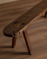 Primitive French Country Oak Bench, France, 19th Century (2 Available) - Lone Fox