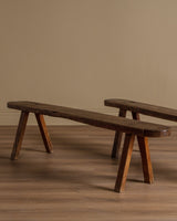 Primitive French Country Oak Bench, France, 19th Century (2 Available) - Lone Fox