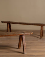 Primitive French Country Oak Bench, France, 19th Century (2 Available) - Lone Fox