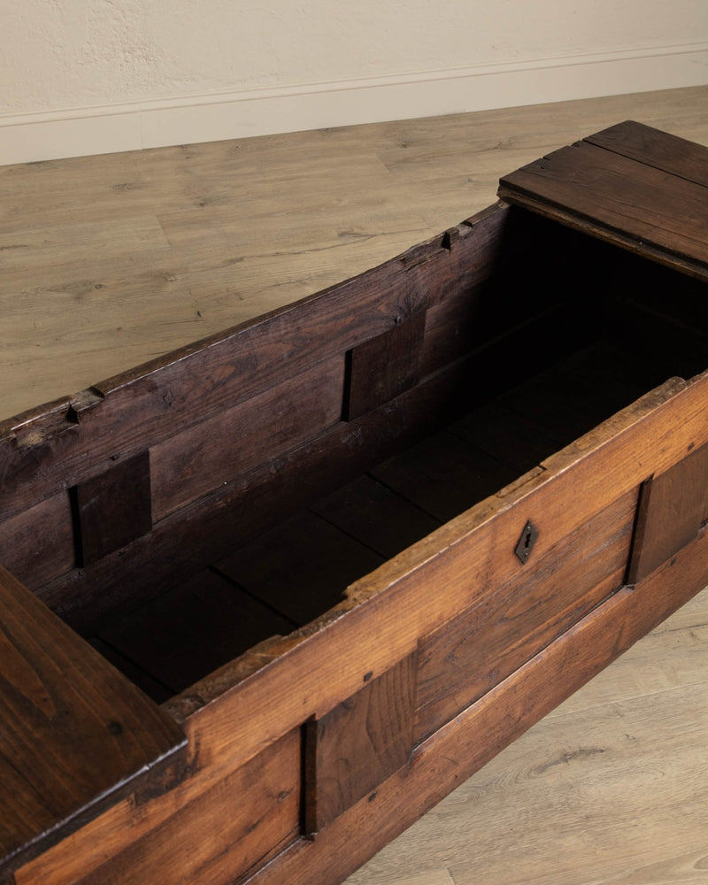 Primitive French Oak Coffer Chest / Bench, 19th Century - Lone Fox