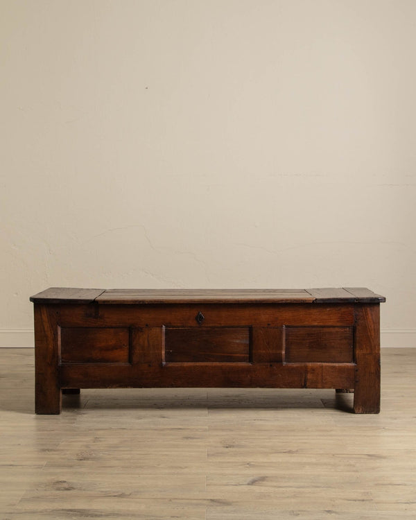 Primitive French Oak Coffer Chest / Bench, 19th Century - Lone Fox