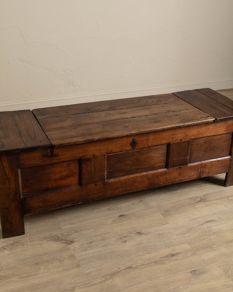 Primitive French Oak Coffer Chest / Bench, 19th Century - Lone Fox