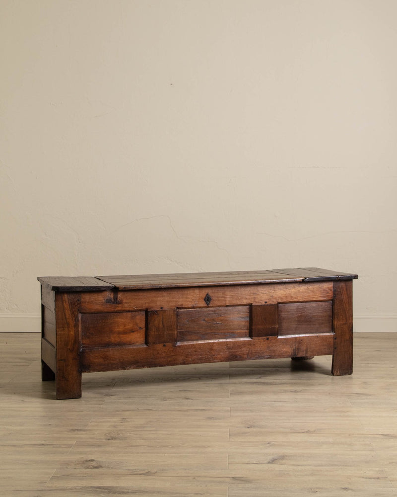 Primitive French Oak Coffer Chest / Bench, 19th Century - Lone Fox