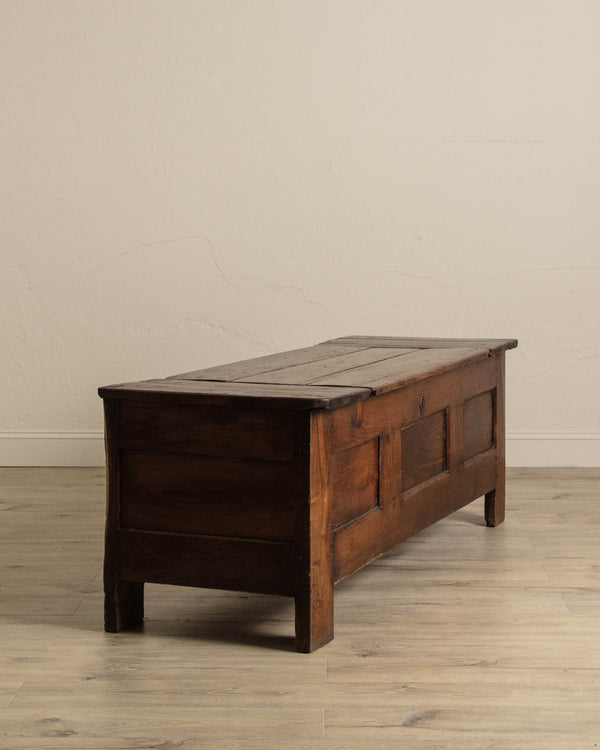 Primitive French Oak Coffer Chest / Bench, 19th Century - Lone Fox