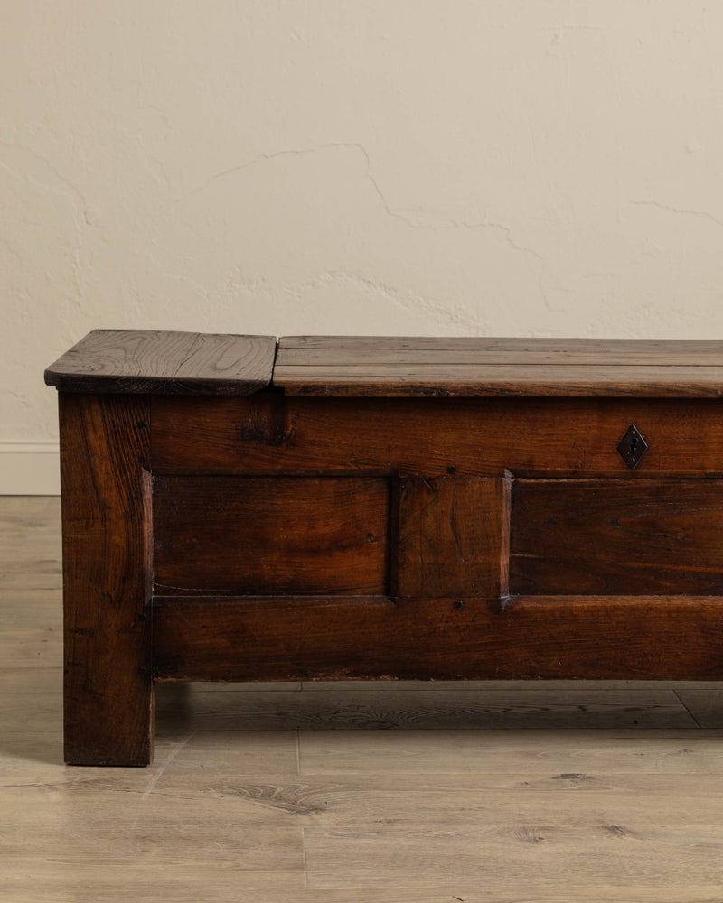 Primitive French Oak Coffer Chest / Bench, 19th Century - Lone Fox