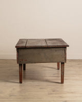 Primitive Green Painted Coffee Table w/ Drawer, 19th Century - Lone Fox