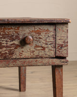 Primitive Green Painted Coffee Table w/ Drawer, 19th Century - Lone Fox