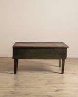 Primitive Green Painted Coffee Table w/ Drawer, 19th Century - Lone Fox