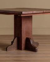 Primitive Pedestal Base Square Dining Table, 1950's - Lone Fox