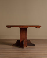 Primitive Pedestal Base Square Dining Table, 1950's - Lone Fox