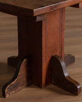 Primitive Pedestal Base Square Dining Table, 1950's - Lone Fox