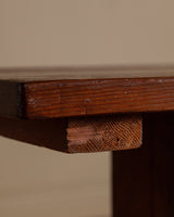 Primitive Pedestal Base Square Dining Table, 1950's - Lone Fox