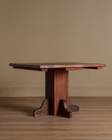 Primitive Pedestal Base Square Dining Table, 1950's - Lone Fox