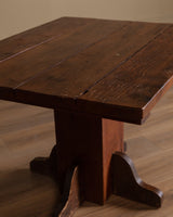 Primitive Pedestal Base Square Dining Table, 1950's - Lone Fox