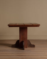 Primitive Pedestal Base Square Dining Table, 1950's - Lone Fox