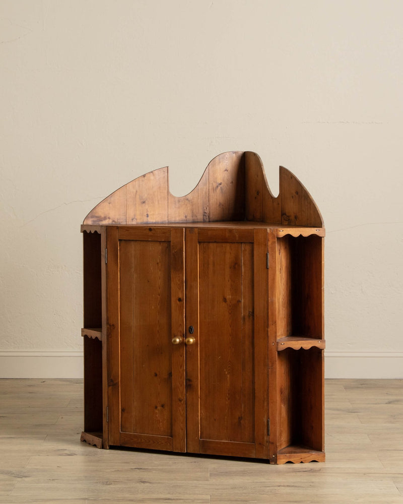 Primitive Pine Corner Cabinet - Lone Fox