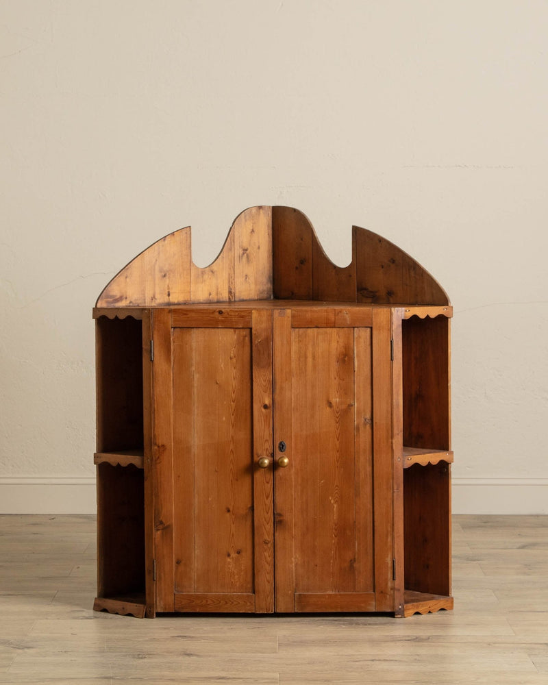 Primitive Pine Corner Cabinet - Lone Fox