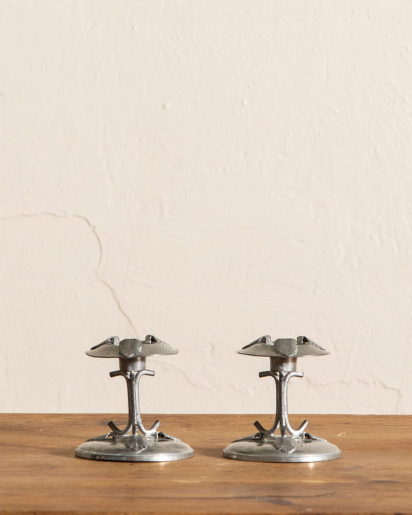 Punched Tin Leaf Candleholders (Set of 2) - Lone Fox