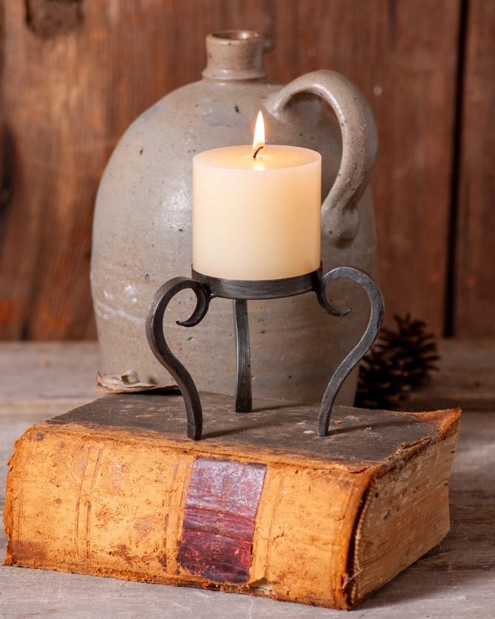 Raised Wrought Iron Pillar Candle Holder - Lone Fox