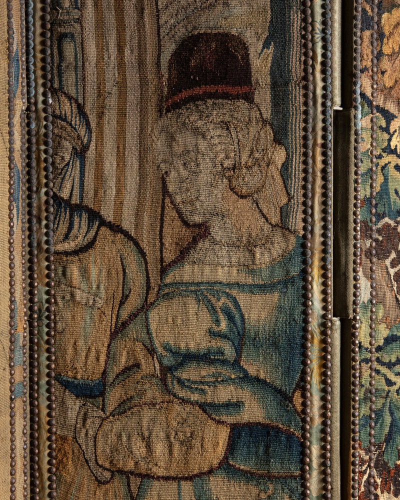 Rare 17th Century Flemish Tapestry Applied 5 Panel Folding Screen - Lone Fox