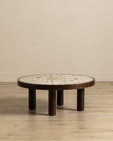 Rare Round Botanical Tile Top Coffee Table by Roger Capron, France, 1965 - Lone Fox
