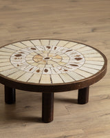 Rare Round Botanical Tile Top Coffee Table by Roger Capron, France, 1965 - Lone Fox