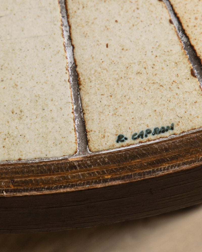 Rare Round Botanical Tile Top Coffee Table by Roger Capron, France, 1965 - Lone Fox