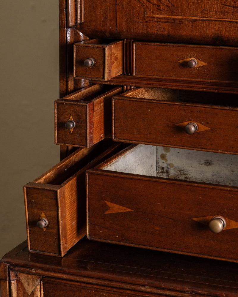 Rare Wood Inlaid Dome Top Doctors Cabinet, Circa 1840 - Lone Fox