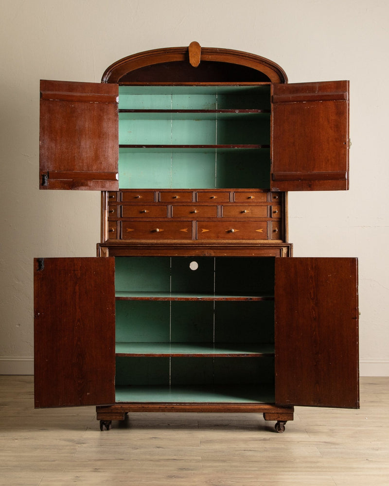 Rare Wood Inlaid Dome Top Doctors Cabinet, Circa 1840 - Lone Fox