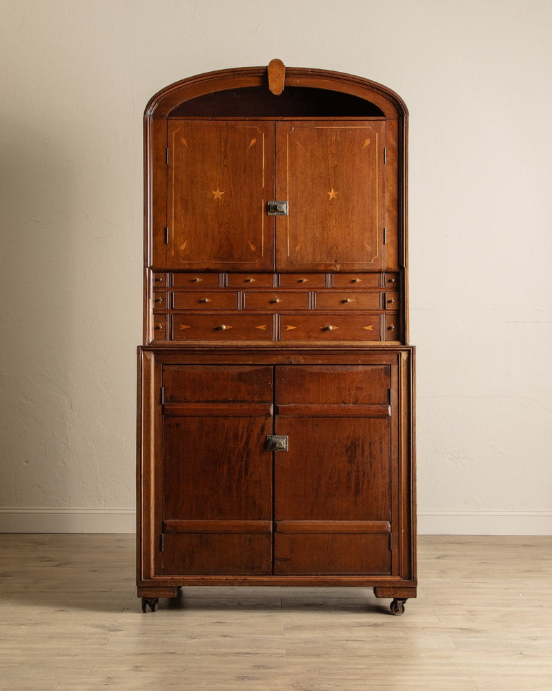 Rare Wood Inlaid Dome Top Doctors Cabinet, Circa 1840 - Lone Fox